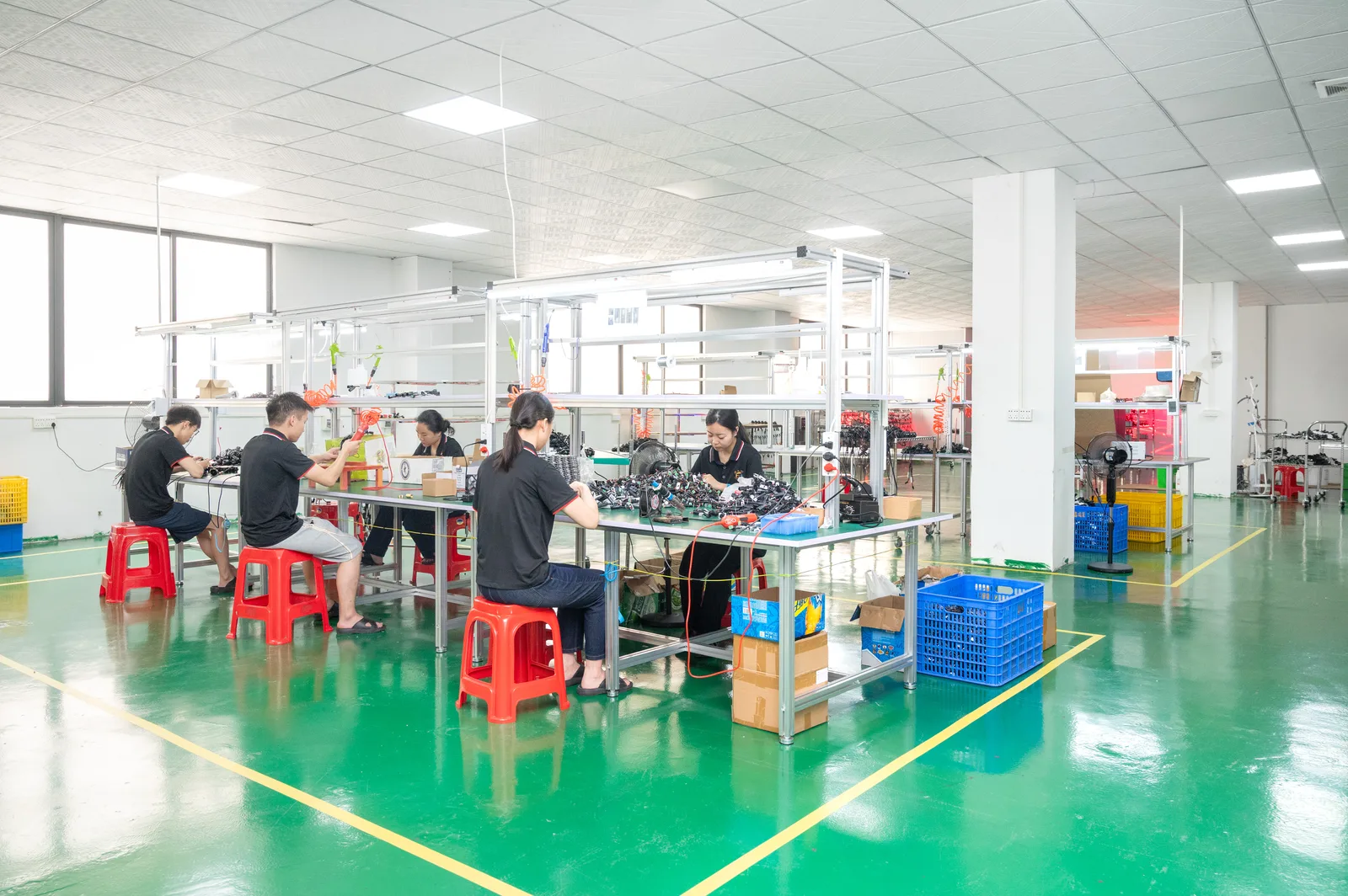 XRLL factory assembly line producing marine-grade LED work lights